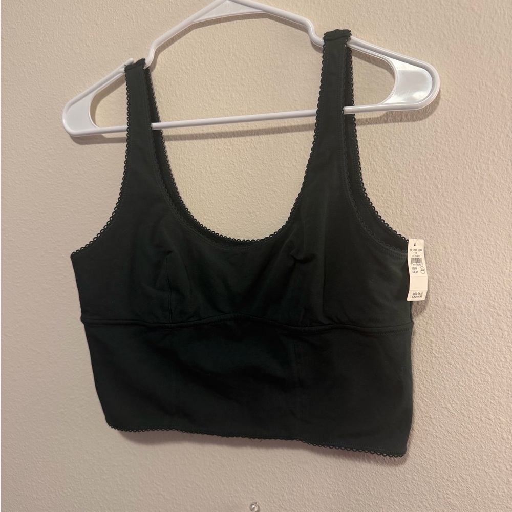 Aerie Dark Green Longline Scoop Crop Top